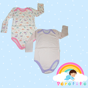 Set 2 bodies Niña 100 % algodón Dinoasurias   Talla 12-18 meses