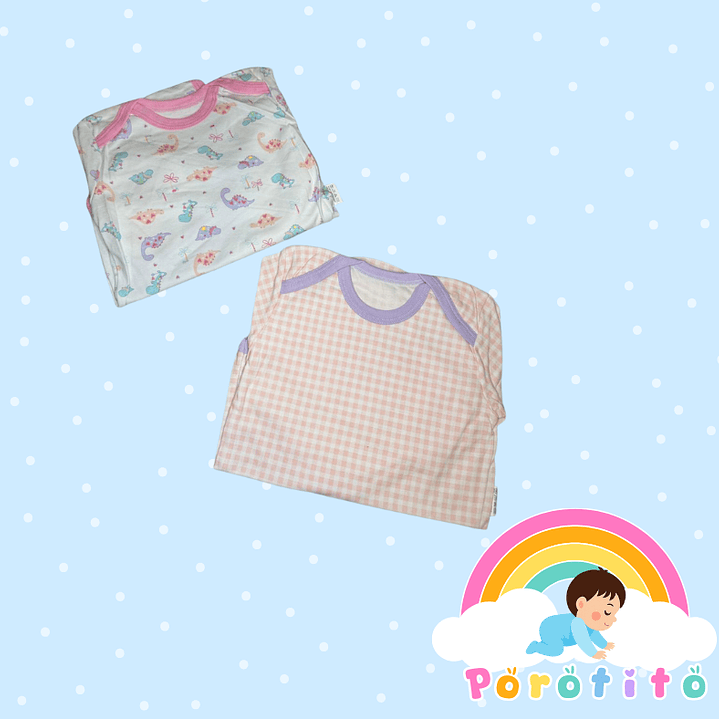 Set 2 bodies Niña 100 % algodón Dinoasurias   Talla 12-18 meses 2