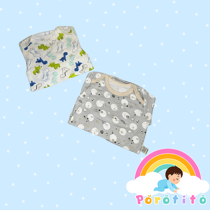 Set 2 bodies Niño 100 % algodón Mini dino Talla 12-18 meses 2