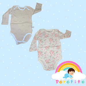 Set 2 bodies Niña 100 % algodón Beige Talla 9-12 meses