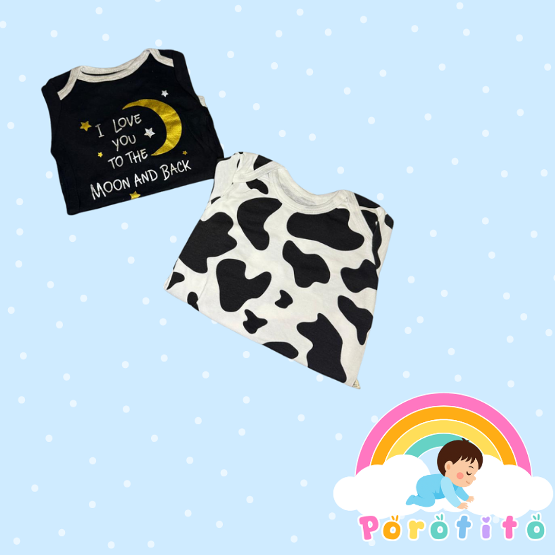 Set 2 bodies Niña 100 % algodón Luna Talla 9-12 meses 2