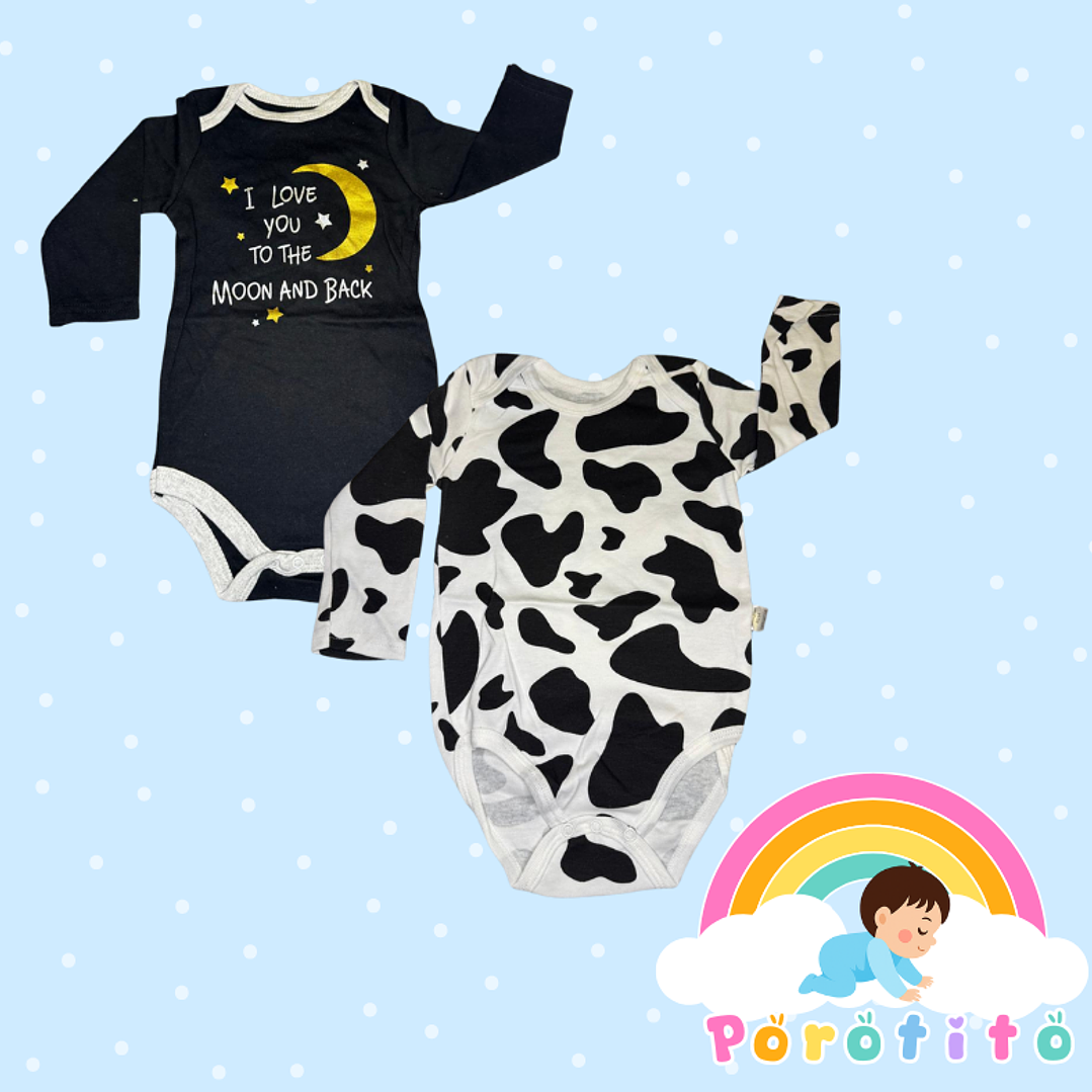 Set 2 bodies Niña 100 % algodón Luna Talla 9-12 meses 1