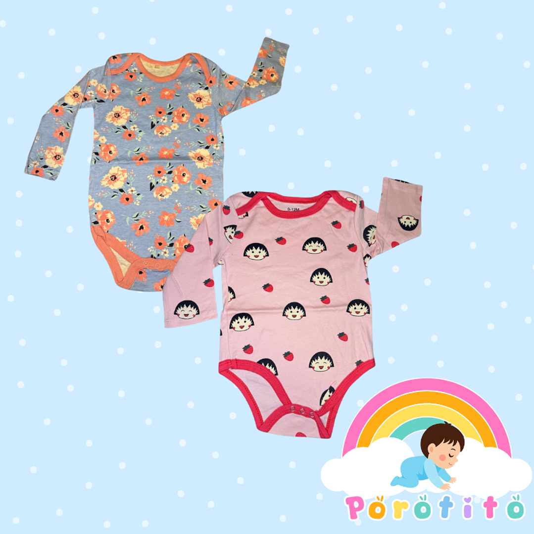 Set 2 bodies Niña 100 % algodón Chinita Talla 9-12 meses 1