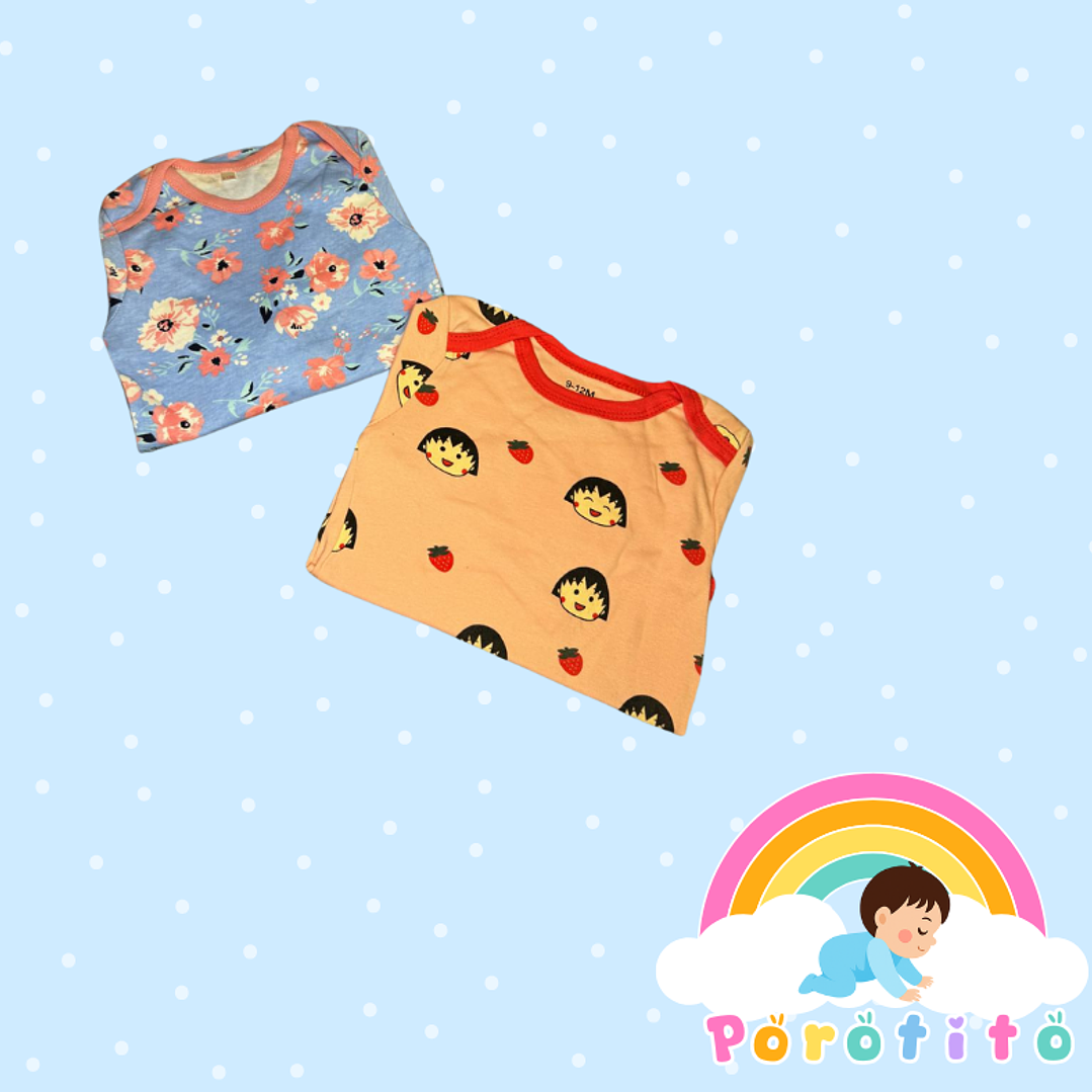 Set 2 bodies Niña 100 % algodón Chinita Talla 9-12 meses 2