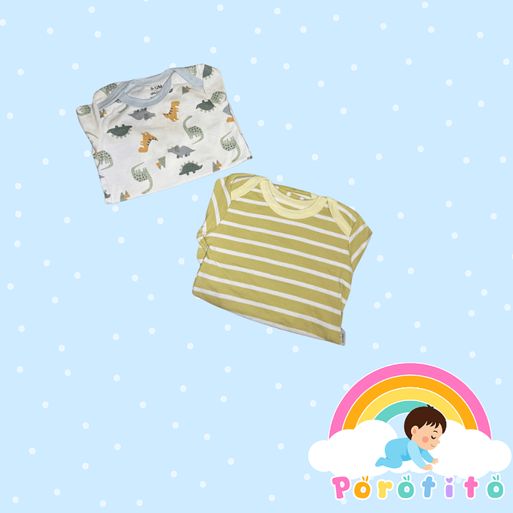 Set 2 bodies Niño 100 % algodón Rayado Talla 9-12 meses 2