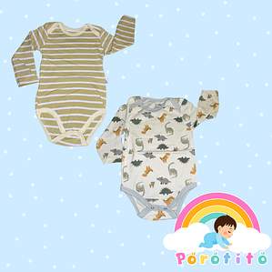 Set 2 bodies Niño 100 % algodón Rayado Talla 9-12 meses