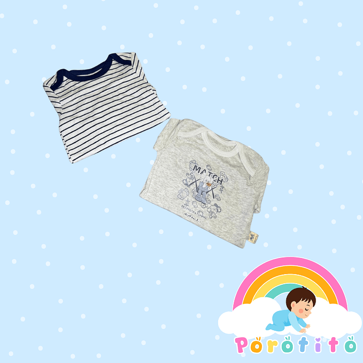 Set 2 bodies Niño 100 % algodón Marino Talla 9-12 meses 2