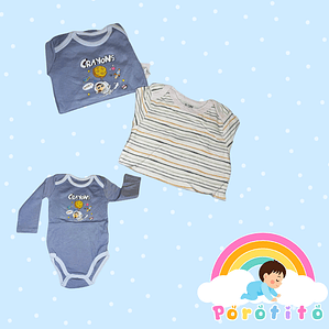 Set 2 bodies Niño 100 % algodón Crayon Talla 9-12 meses