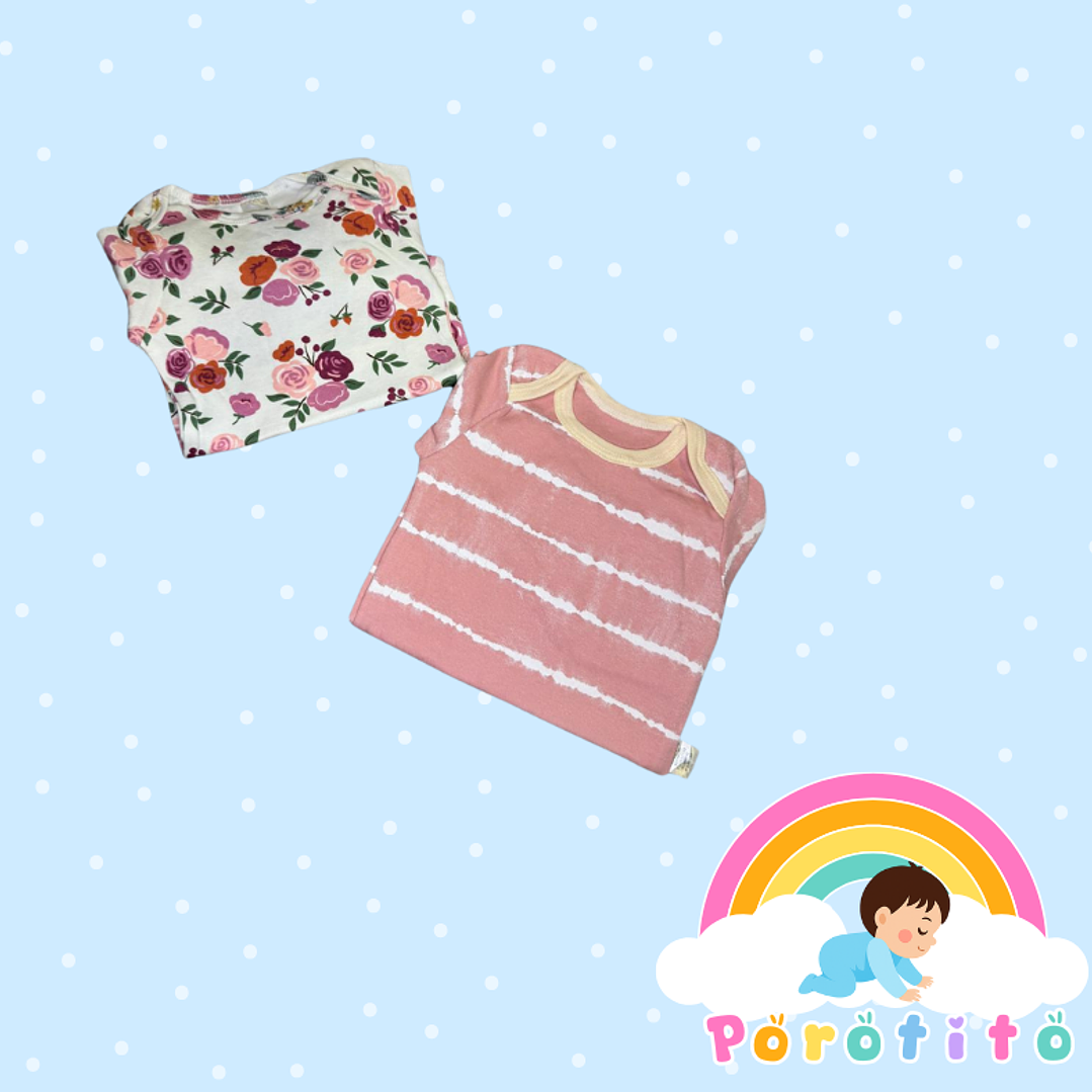 Set 2 bodies Niña 100 % algodón Flores Talla 6-9 meses 2