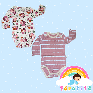 Set 2 bodies Niña 100 % algodón Flores Talla 6-9 meses