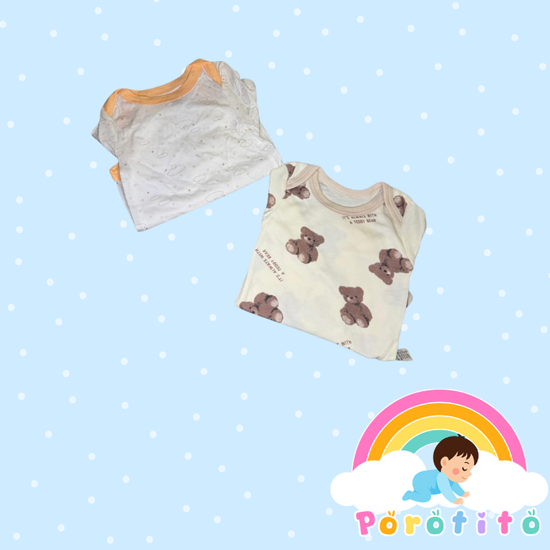 Set 2 bodies Niña 100 % algodón Osita  Talla 6-9 meses 2