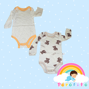 Set 2 bodies Niña 100 % algodón Osita  Talla 6-9 meses