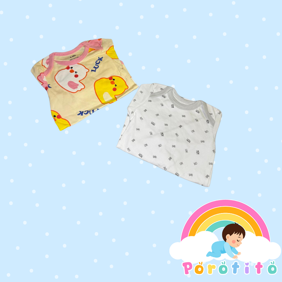 Set 2 bodies Niña 100 % algodón Patita Talla 6-9 meses 2
