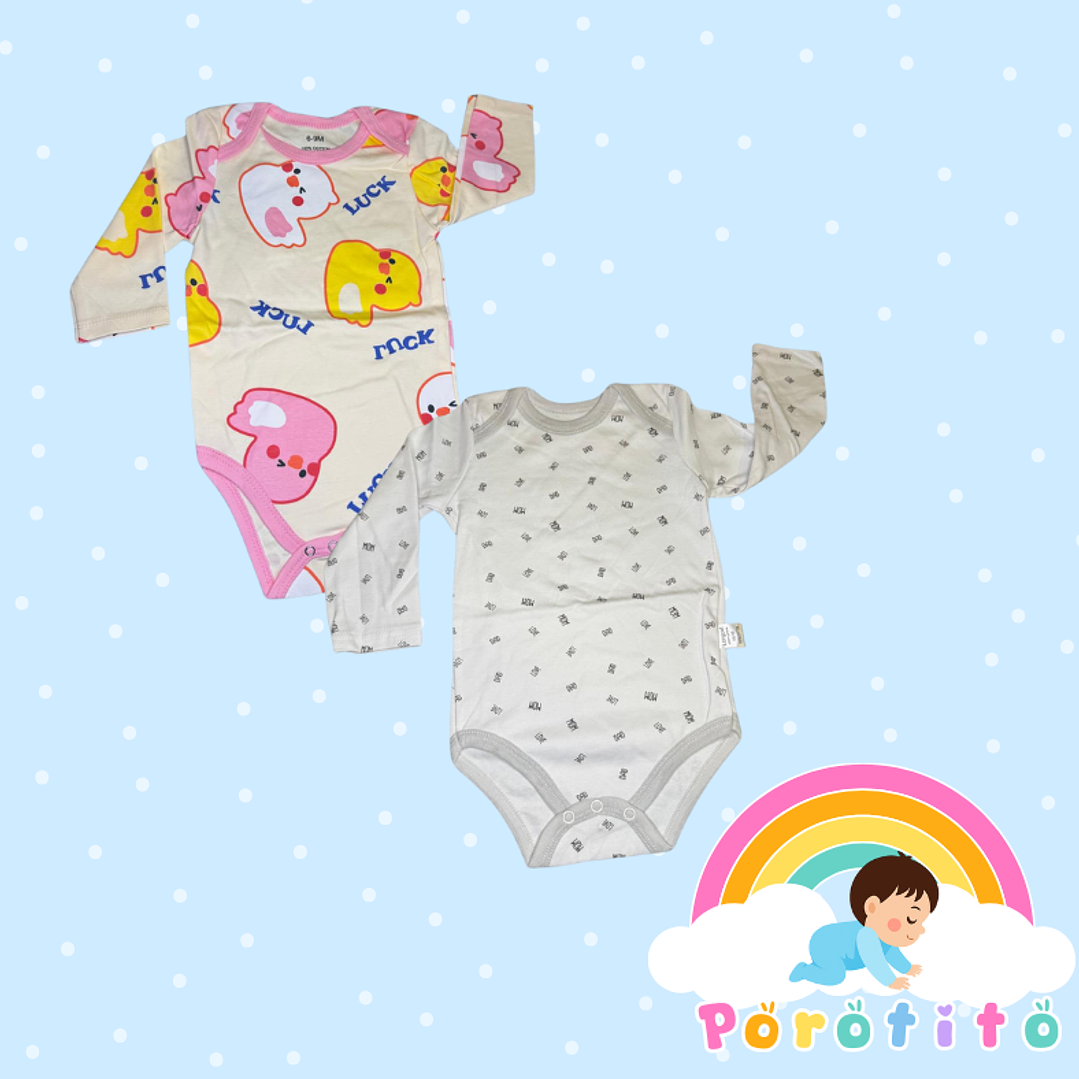 Set 2 bodies Niña 100 % algodón Patita Talla 6-9 meses 1