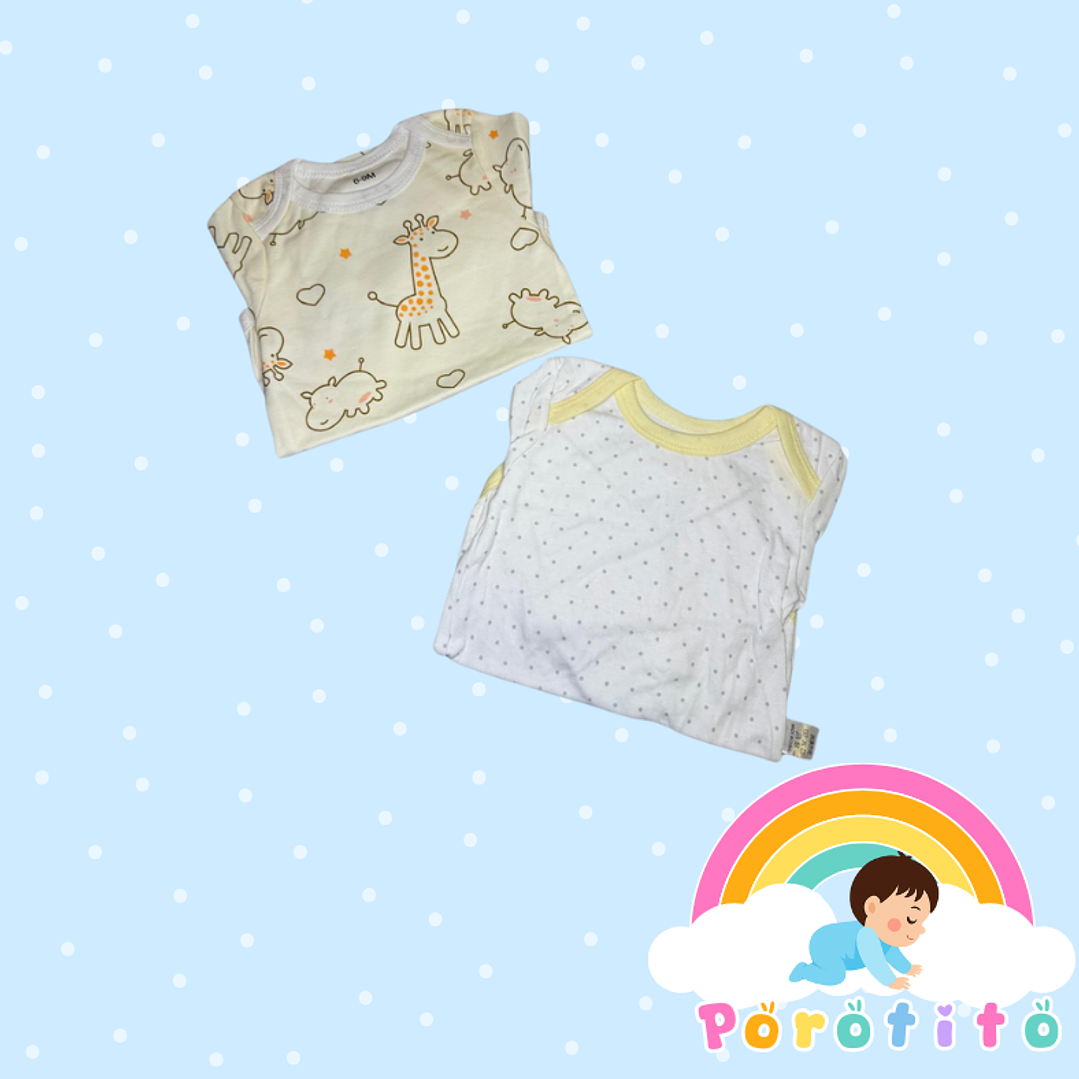 Set 2 bodies Niña 100 % algodón Jirafita Talla 6-9 meses 2