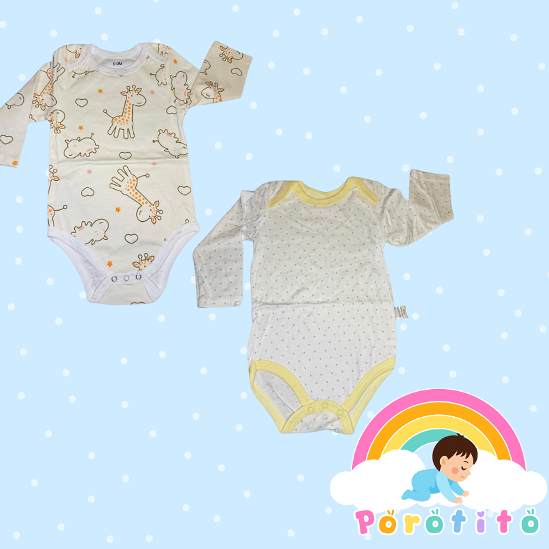 Set 2 bodies Niña 100 % algodón Jirafita Talla 6-9 meses 1