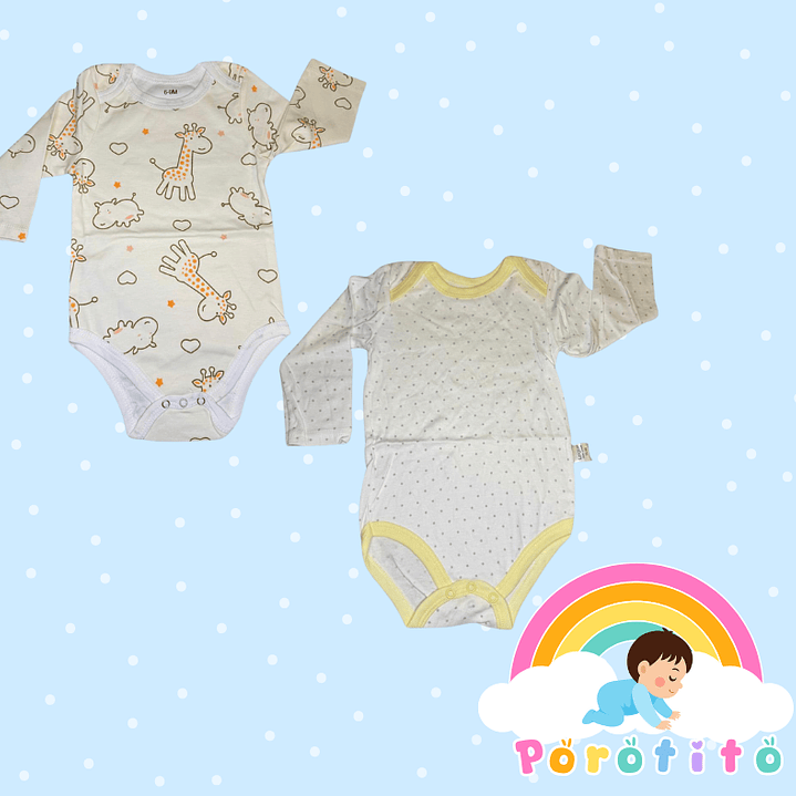 Set 2 bodies Niña 100 % algodón Jirafita Talla 6-9 meses 1