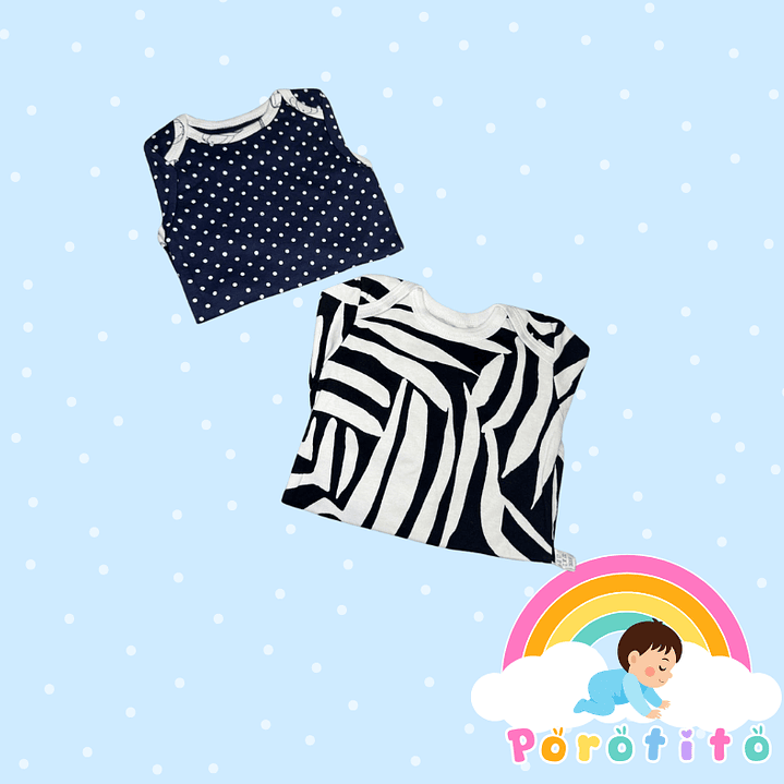 Set 2 bodies Niño 100 % algodón Puntos Talla 6-9 meses 2