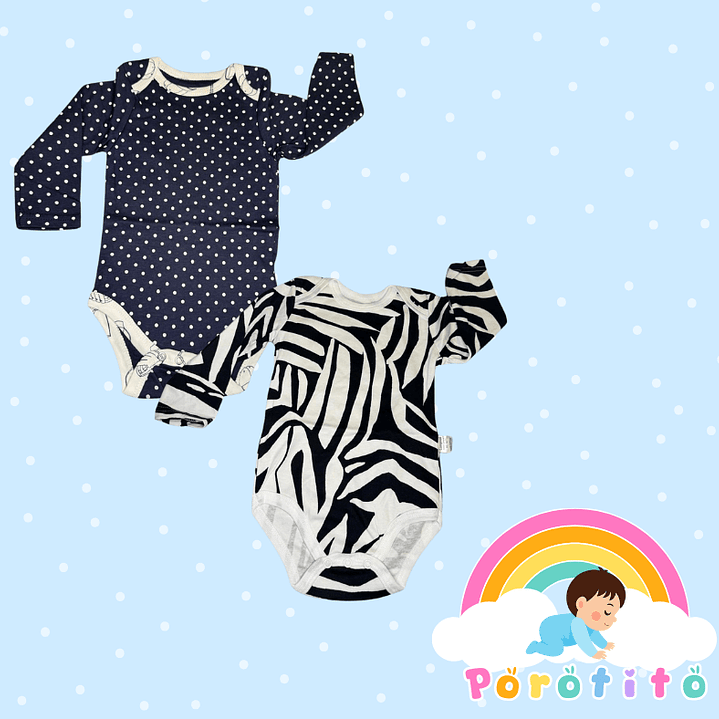 Set 2 bodies Niño 100 % algodón Puntos Talla 6-9 meses 1