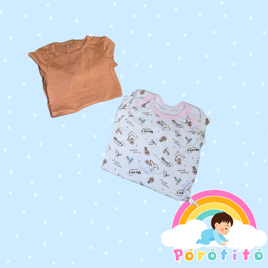 Set 2 bodies Niño 100 % algodón Café Talla 6-9 meses 2