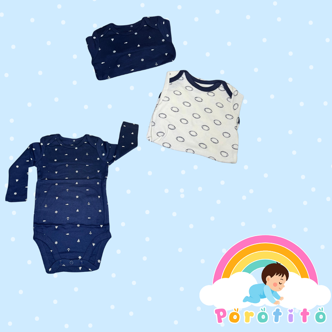 Set 2 bodies Niño 100 % algodón Puntitos Talla 6-9meses 1