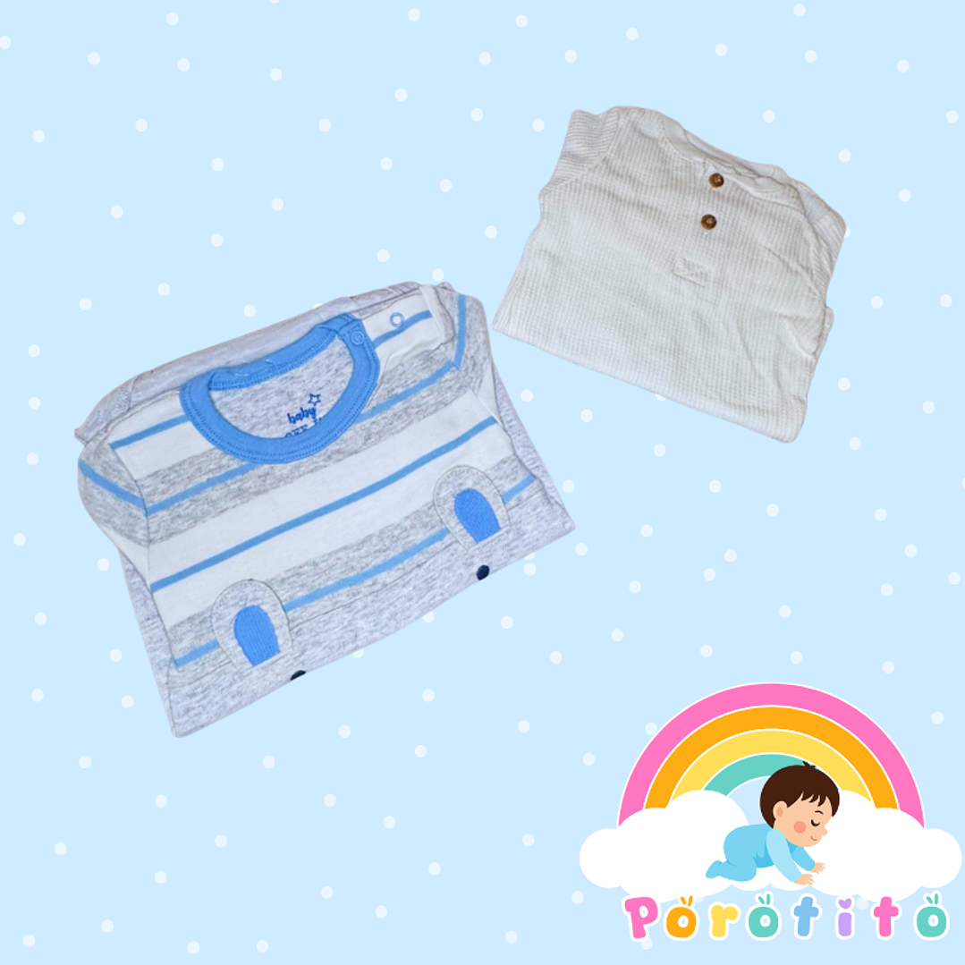 Set 2 bodies Niño 100 % algodón Osito Gris Talla 3-6 meses 2