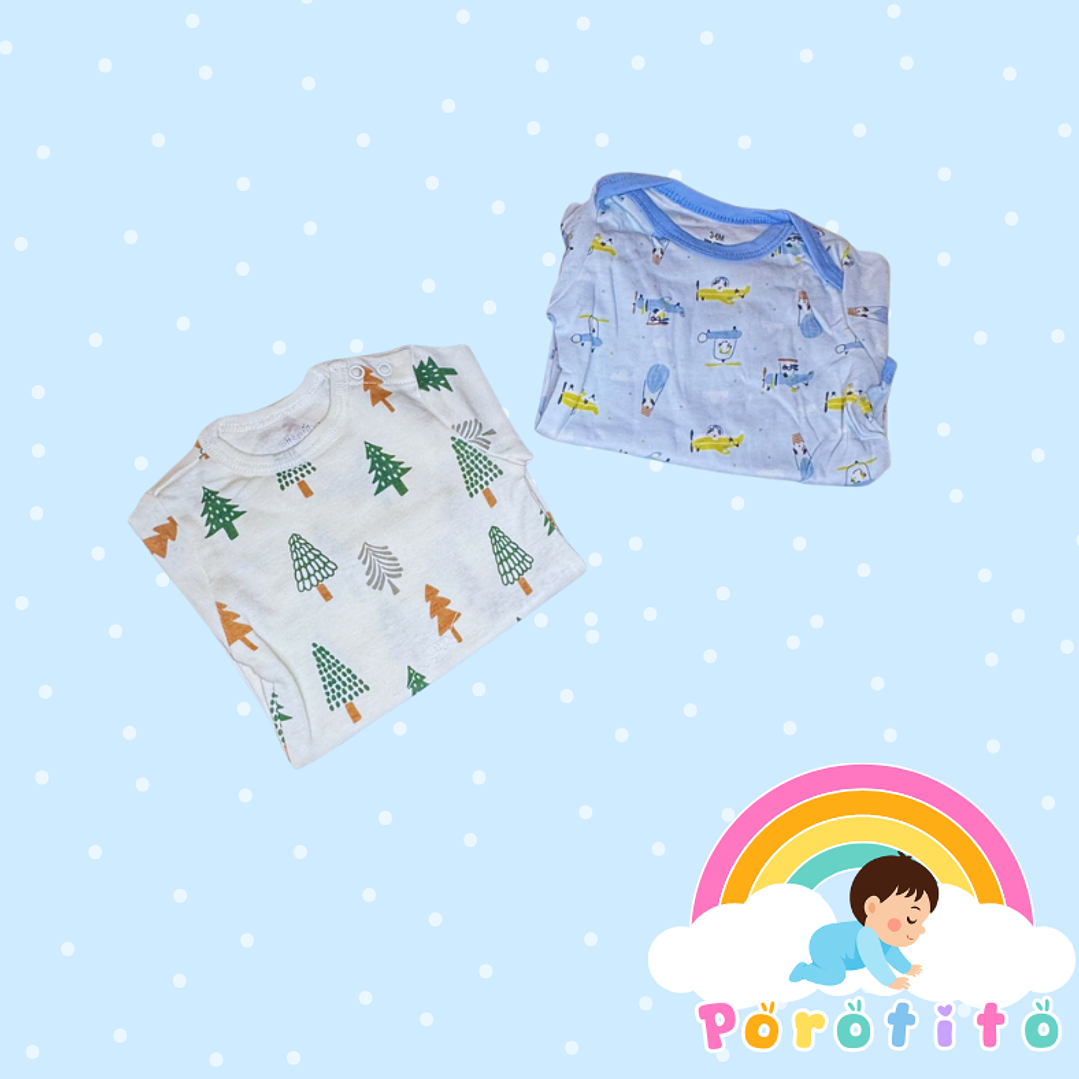 Set 2 bodies Niño 100 % algodón pinos Talla 3-6 meses 1