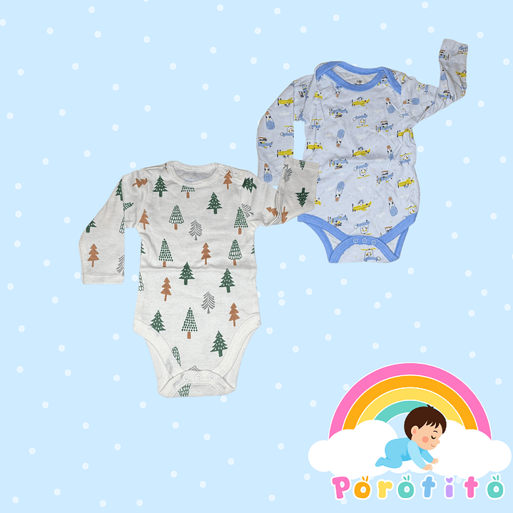 Set 2 bodies Niño 100 % algodón pinos Talla 3-6 meses 2