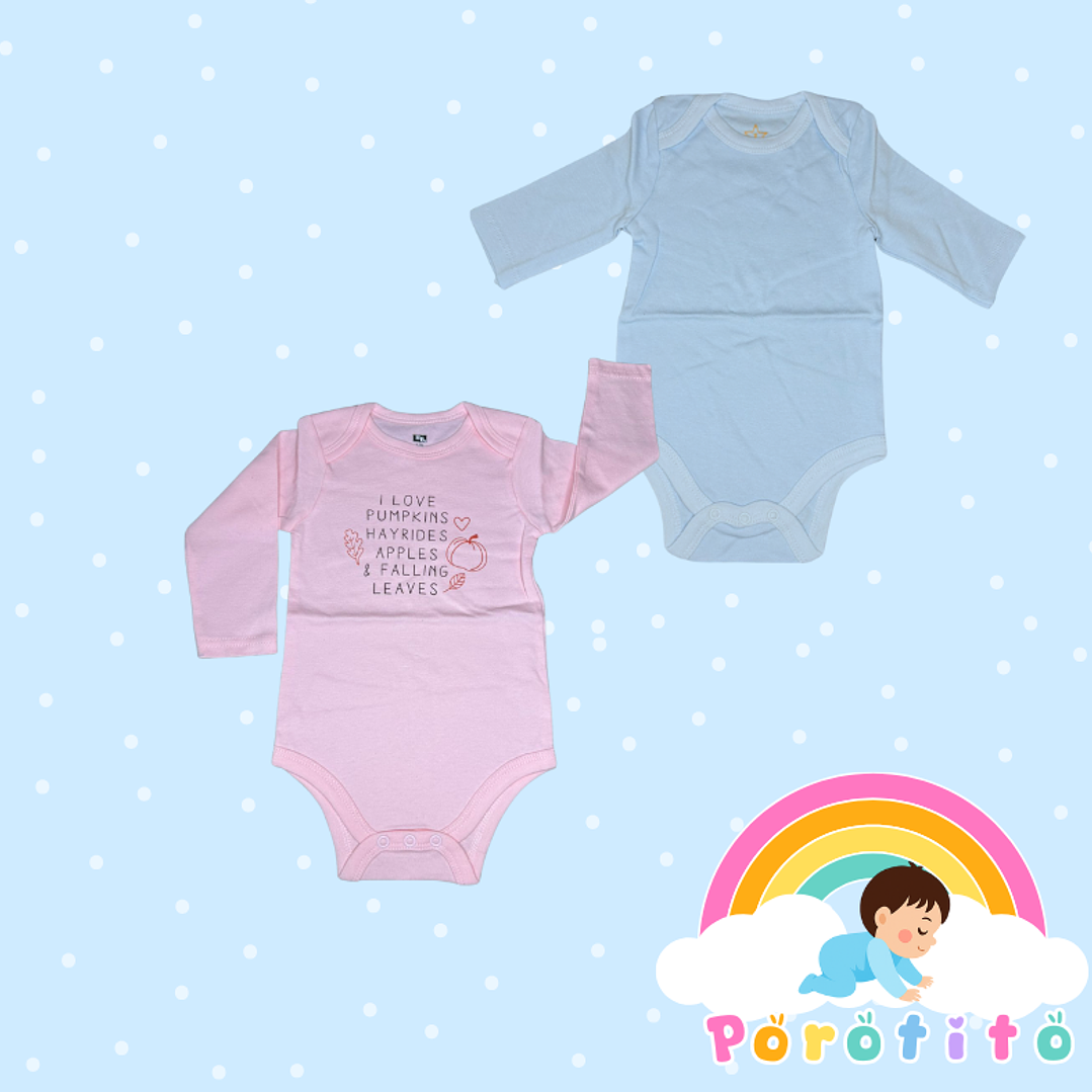 Set 2 bodies Niña 100 % algodón Love celeste Talla 3-6 meses 2