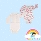 Set 2 bodies Niña 100 % algodón Flores Talla 3-6 meses - Miniatura 1