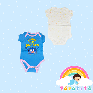 Set 2 bodies Niña 100 % algodón Azul Talla 3-6 meses