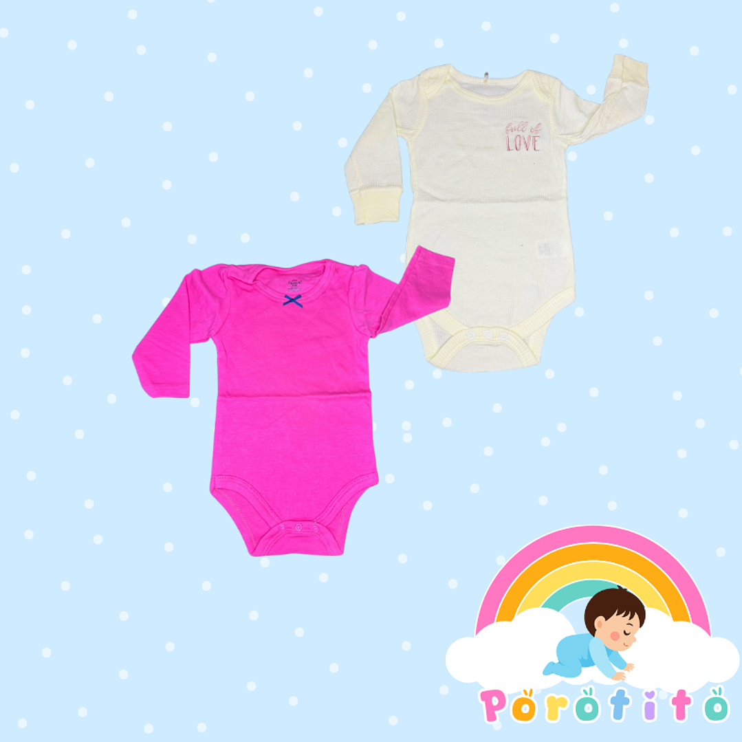 Set 2 bodies Niña 100 % algodón Fucsia Talla 3-6 meses 1
