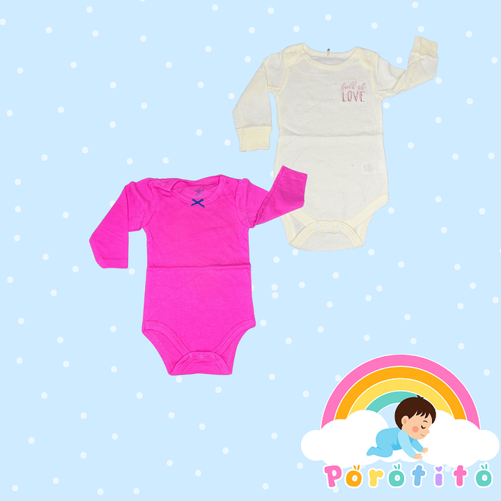Set 2 bodies Niña 100 % algodón Fucsia Talla 3-6 meses 1