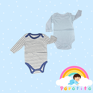 Set 2 bodies Niño 100 % algodón Rayas  Talla 0-3 meses