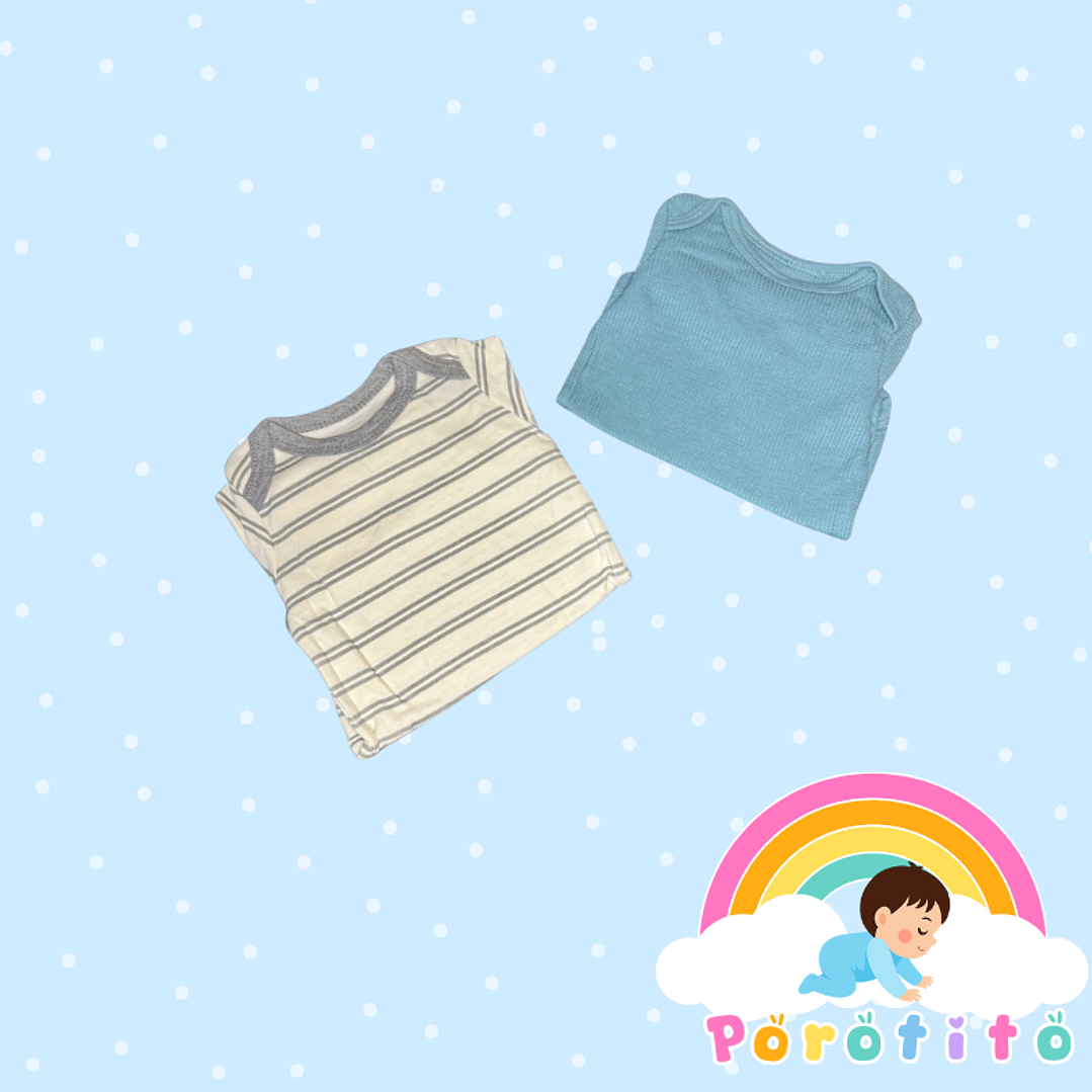 Set 2 bodies Niño 100 % algodón Rayas Gris Talla 0-3 meses 2