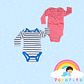 Set 2 bodies Niño 100 % algodón Rayas Burdeo  Talla 0-3 meses - Miniatura 1