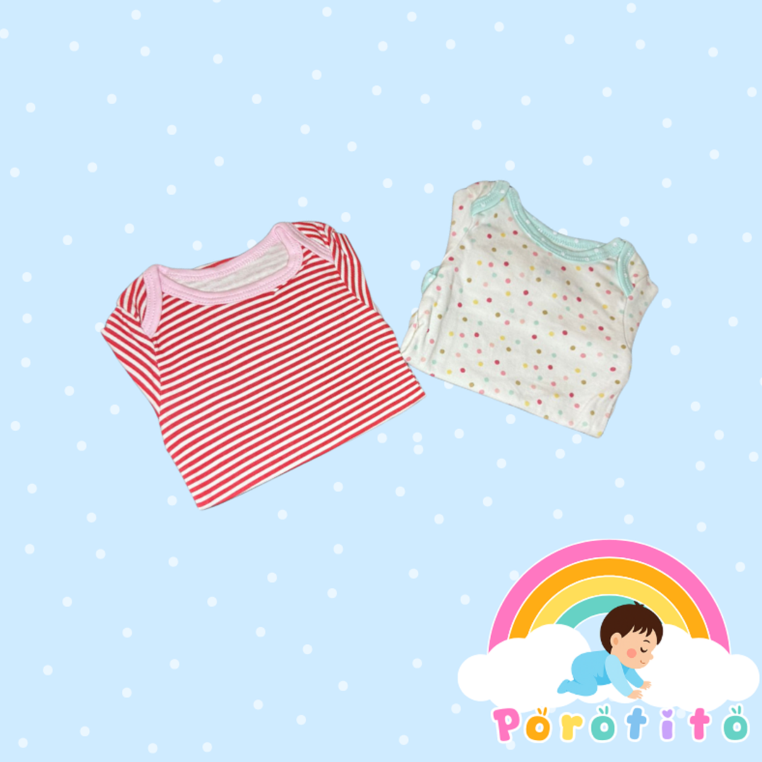 Set 2 bodies Niña 100 % algodón Rayas Rojo  Talla 0-3 meses 2