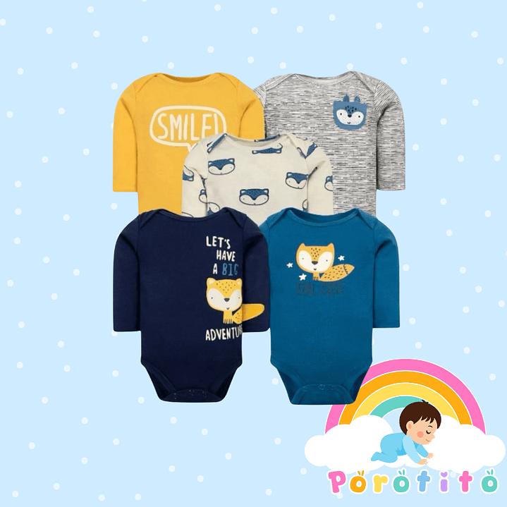 Set 5 bodies Azules 100 % algodón 1