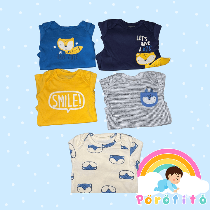 Set 5 bodies Azules 100 % algodón 2