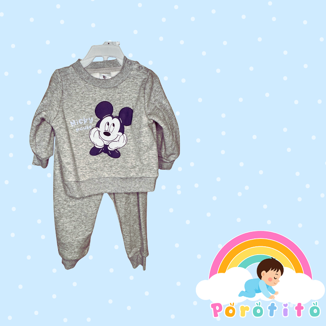 Buzo Niño Algodón Afranaledo Mickey Gris  talla 6-9 meses 1