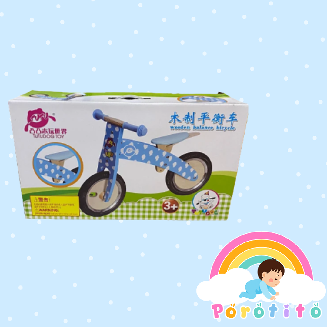 Bicicleta equilibrio celeste madera  1