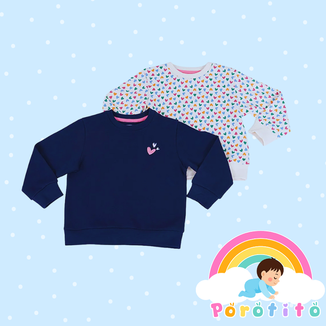 Bipack Polerón Corazón Cuello Redondo  1