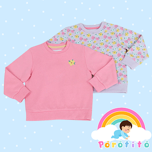 Bipack Polerón Flores Cuello Redondo