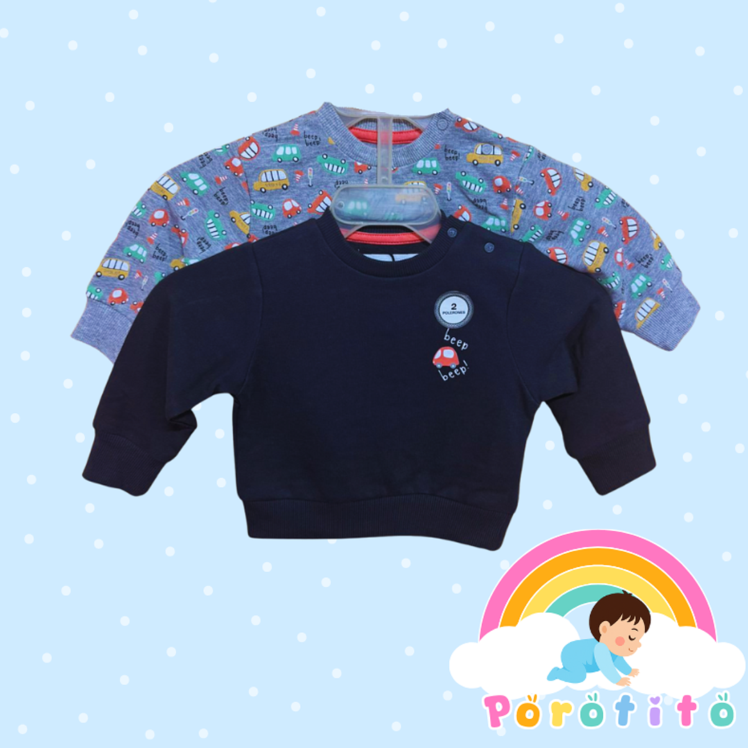 Bipack poleron Autos Cuello Redondo 1