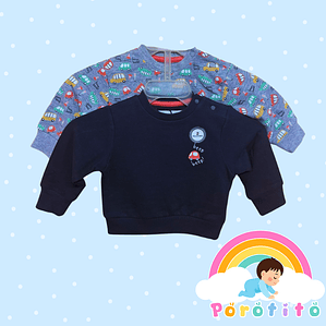 Bipack poleron Autos Cuello Redondo