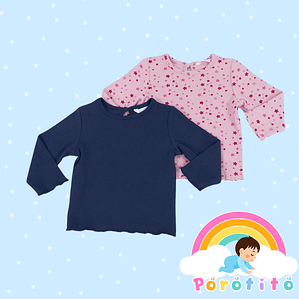 Bipack Polera Estrellas 100% algodón