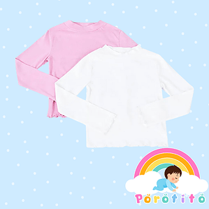 Bipack Polera Kids Blanca y Rosada 100% algodón