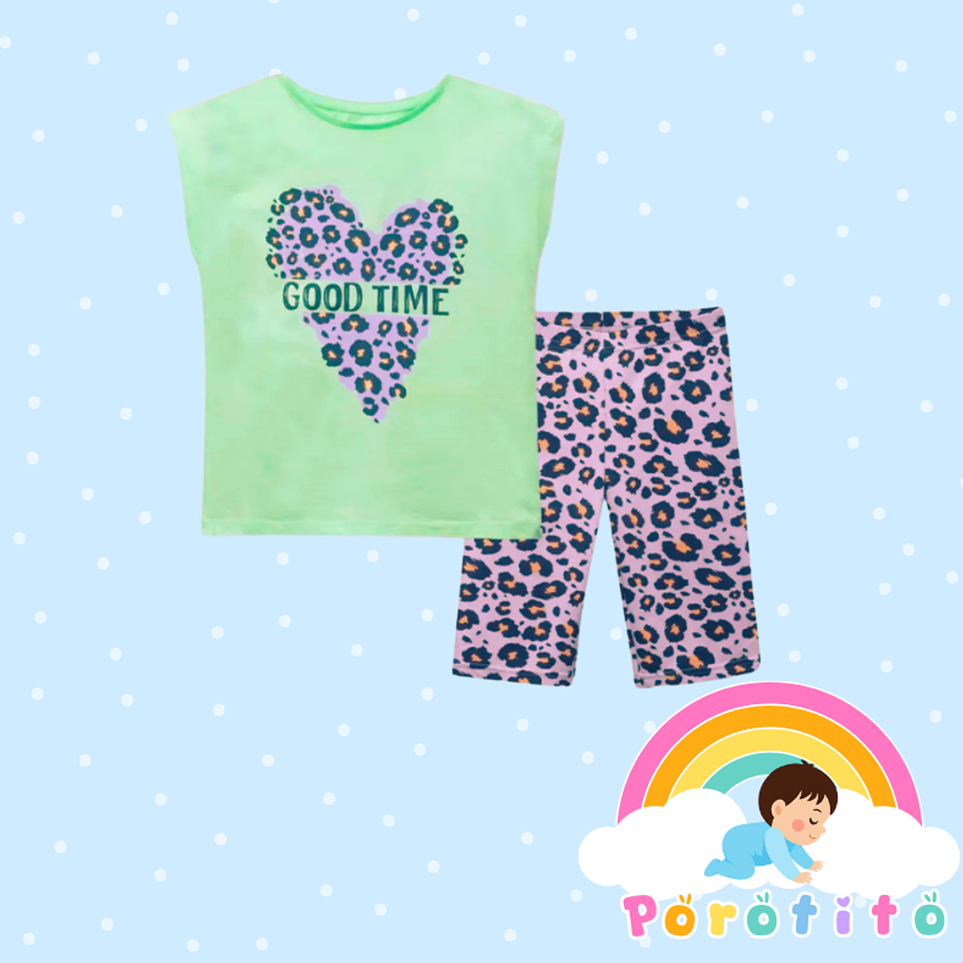 Conjunto Niña Corazón Print morado 100% algodón 1