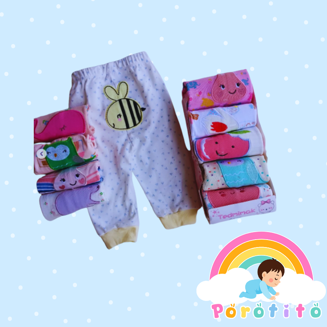 Pack 5 Calzas niña 100% Algodón  2