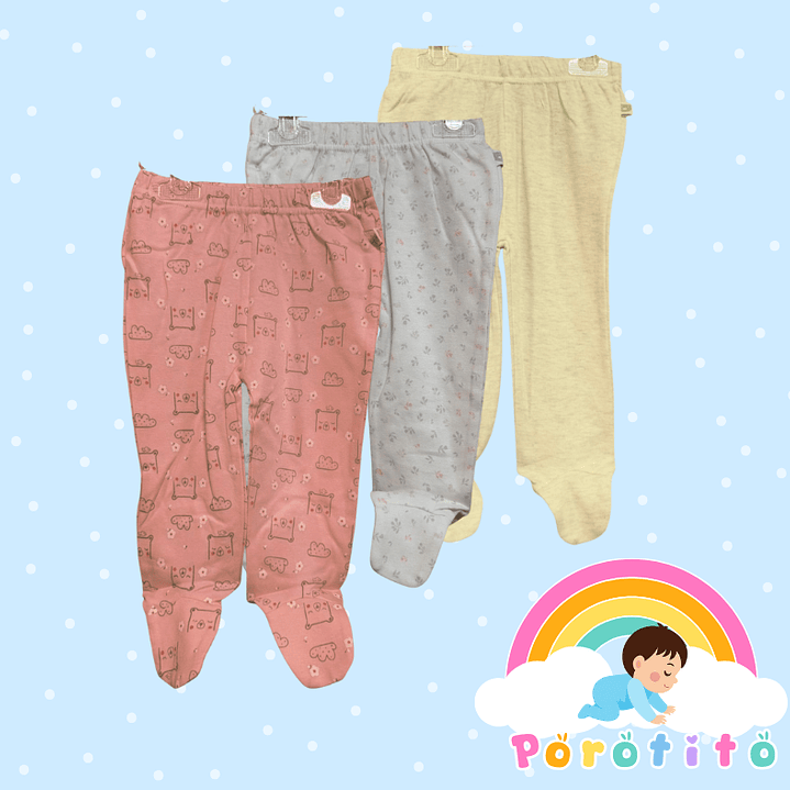 Tripack Pantalón con patitas BABY HARVEST 100% algodón 1